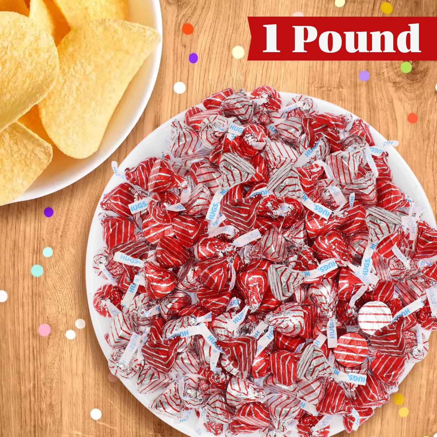 Bulk Milk Chocolate Hugs Candy Bulk - 1 Pound Bag Individually Wrapped Milk Chocolate Swirled with White Creme for Baking, Parties, Candy Buffets, Favors, and Snacks - Approx 100 Pieces