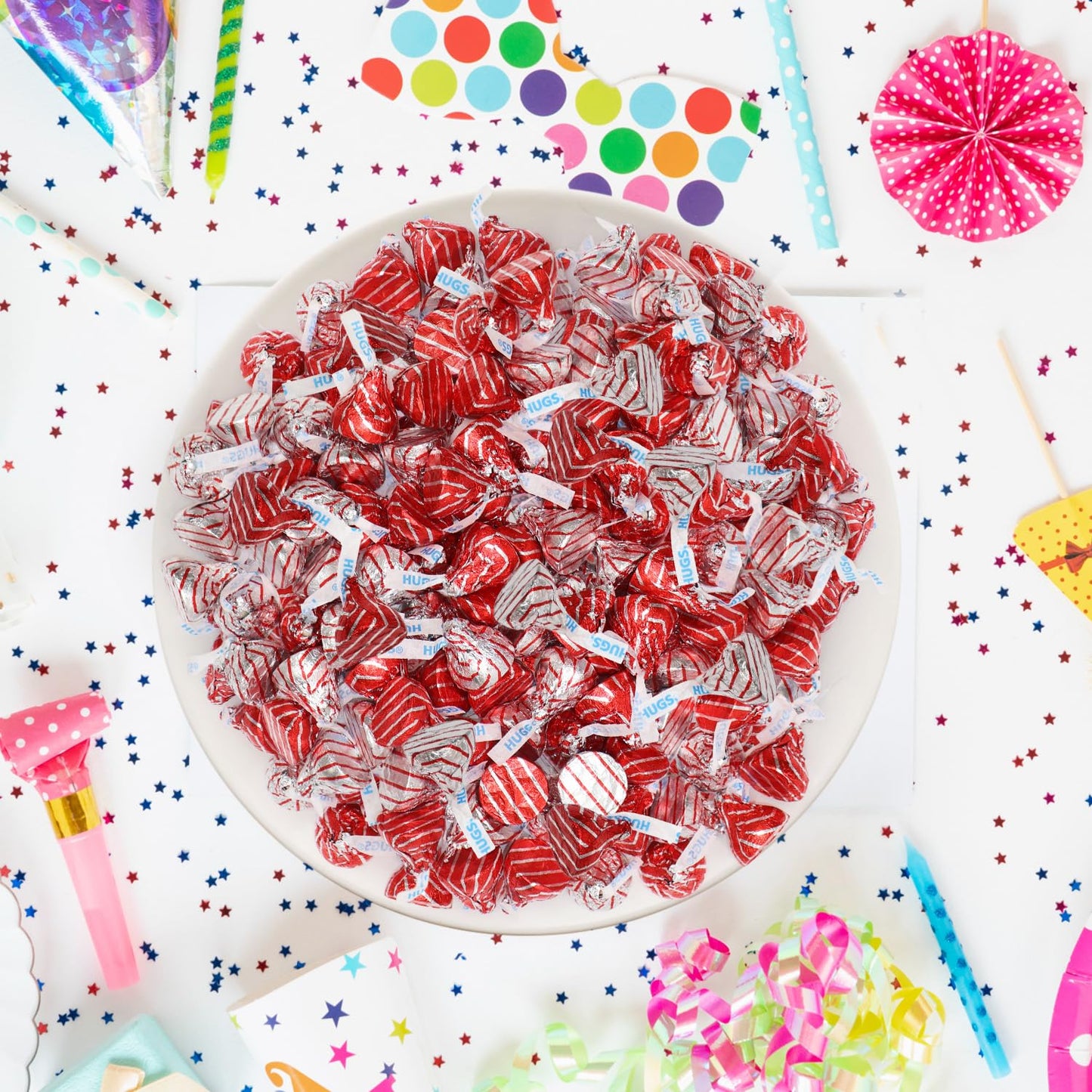 Bulk Milk Chocolate Hugs Candy Bulk - 1 Pound Bag Individually Wrapped Milk Chocolate Swirled with White Creme for Baking, Parties, Candy Buffets, Favors, and Snacks - Approx 100 Pieces