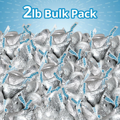Bulk Milk Chocolate Candy 2 Pound Approx. 200 Pieces - Individually Wrapped Silver Foil Milk Chocolate Candy for Party Favors, Candy Buffets, Gifts & Treats