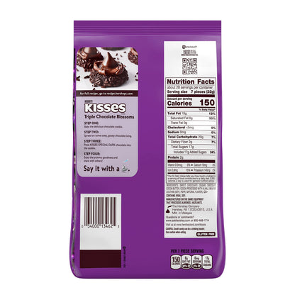 HERSHEY'S KISSES SPECIAL DARK Mildly Sweet Chocolate Candy Party Pack, Great Holiday Candy and Stocking Stuffer 32.1 oz