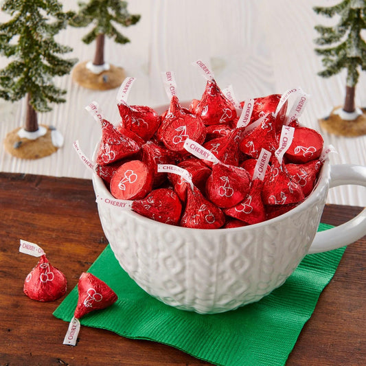 Cherry Cordial Milk Chocolate Candies - 2lb Bag Approx. 200 Pieces Individually Wrapped Cherry Flavored Filled Chocolates for Holidays, Parties, Stocking Stuffers & Gifts