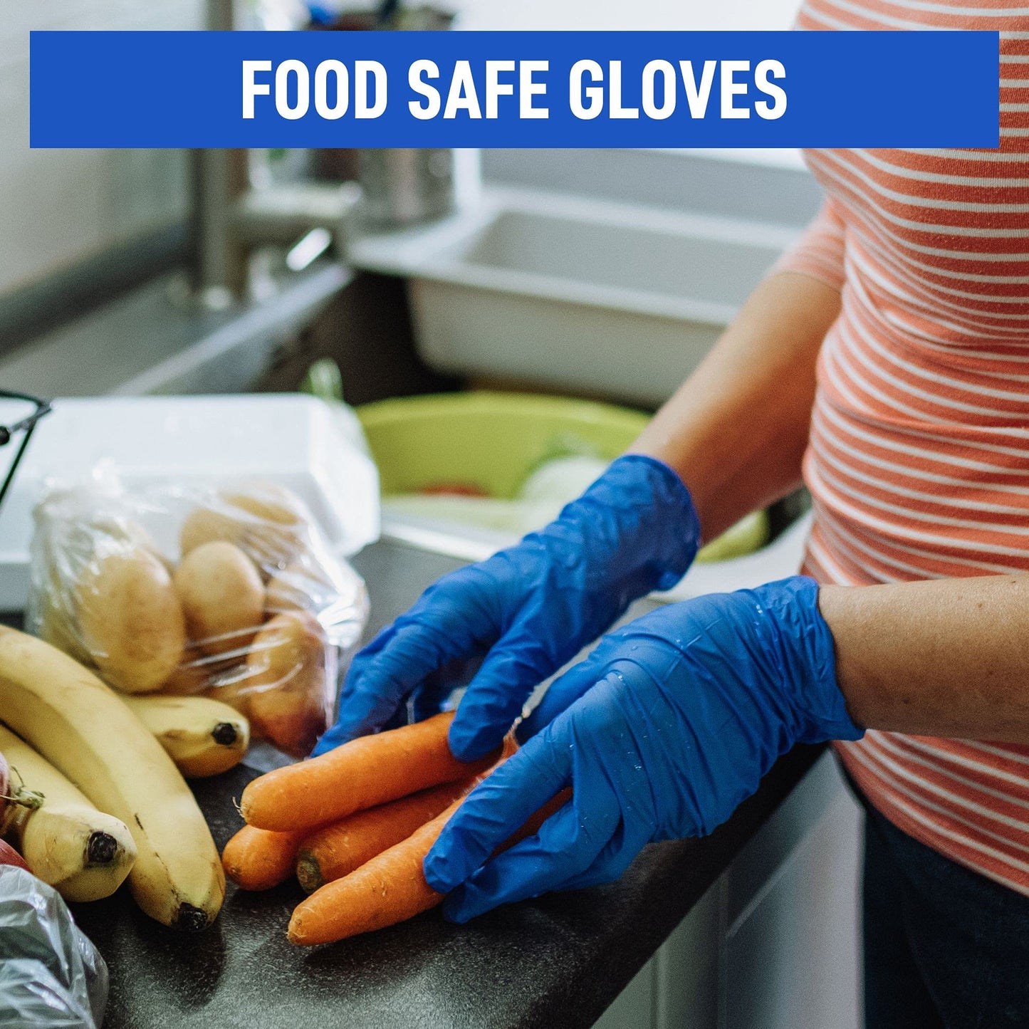 Powder Free Disposable Nitrile Gloves Medium -100 Pack, Blue -Medical Exam Glove