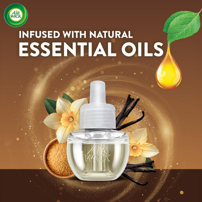 Air Wick Plug in Scented Oil, 5 Refills, Baked Caramel & Chocolate, Essential Oils, Air Freshener