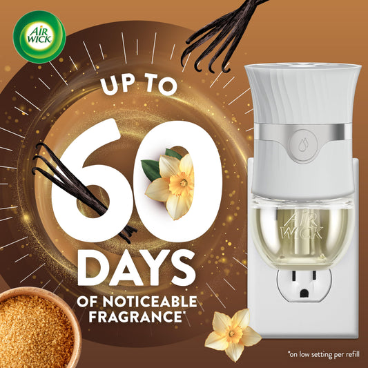 Air Wick Plug in Scented Oil, 5 Refills, Baked Caramel & Chocolate, Essential Oils, Air Freshener