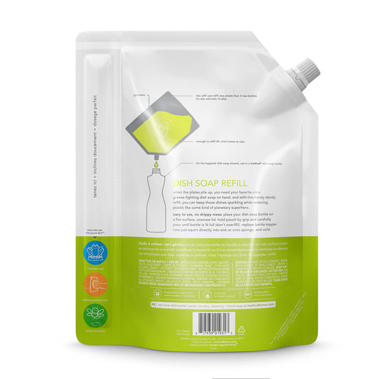 Method Gel Dish Soap Refill, Lime + Sea Salt, Tough on Grease, 36 Fl Oz (Pack of 6)