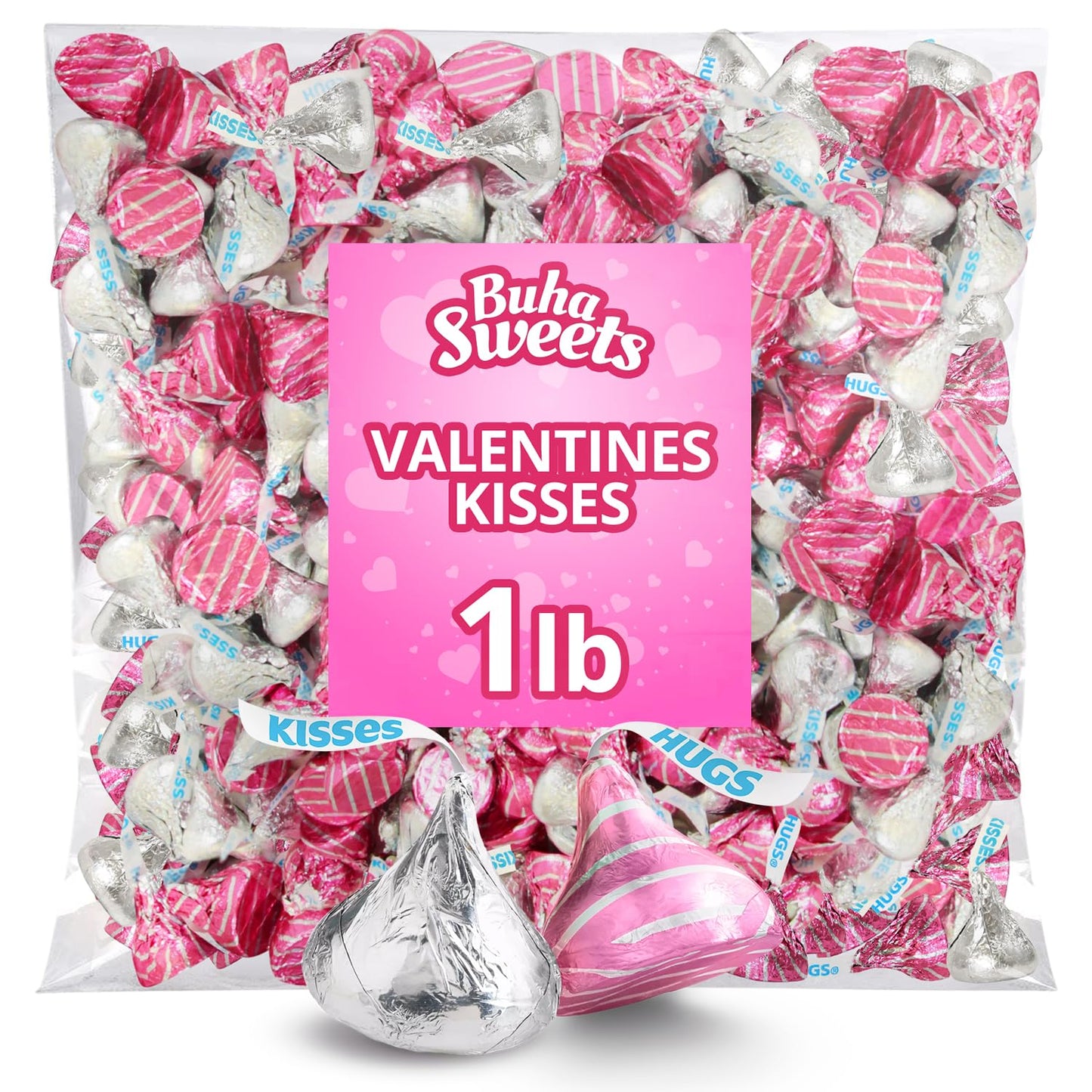 Pink and Silver 1lb Pack of Chocolate Candy Individually Wrapped for Decorating, Gifting and Treating Yourself, Delicious Pink Chocolate Bulk for Sharing