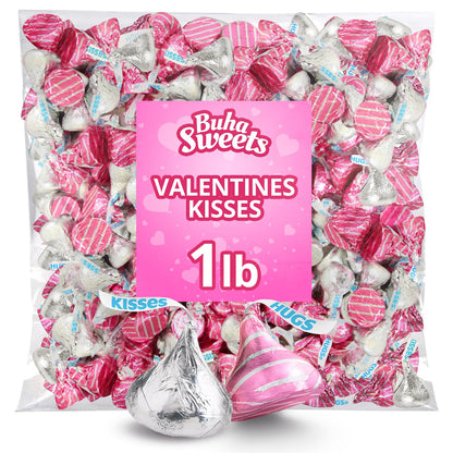 Pink and Silver 1lb Pack of Chocolate Candy Individually Wrapped for Decorating, Gifting and Treating Yourself, Delicious Pink Chocolate Bulk for Sharing