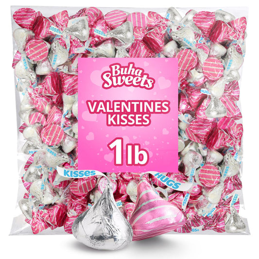 Pink and Silver 1lb Pack of Chocolate Candy Individually Wrapped for Decorating, Gifting and Treating Yourself, Delicious Pink Chocolate Bulk for Sharing