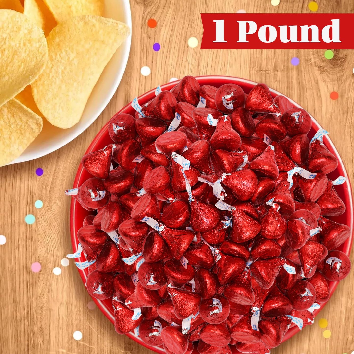 Bulk Milk Chocolate Candy in Red Foil - 1 Pound Bag Individually Wrapped Classic Chocolate Drops for Valentine’s Day, Weddings, Candy Buffets, Parties, and Gifts - Approx 100 Pieces