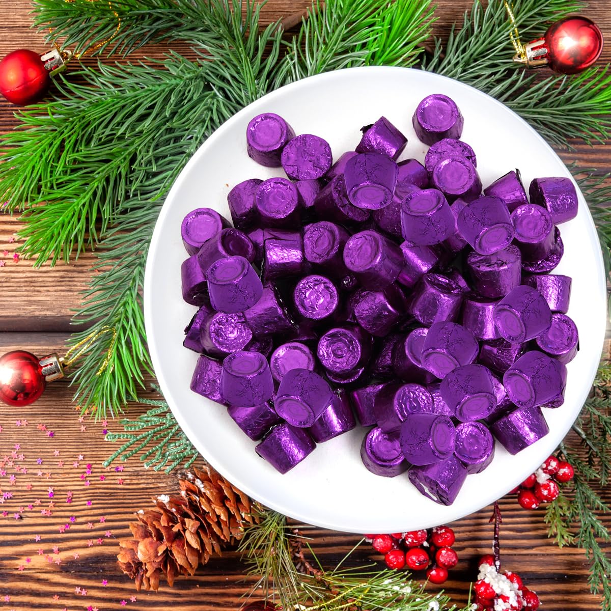 Dark Chocolate Filled Salted Caramel 1lb Pack of Candy Individually Wrapped, Premium Purple Candy for All Occasions.