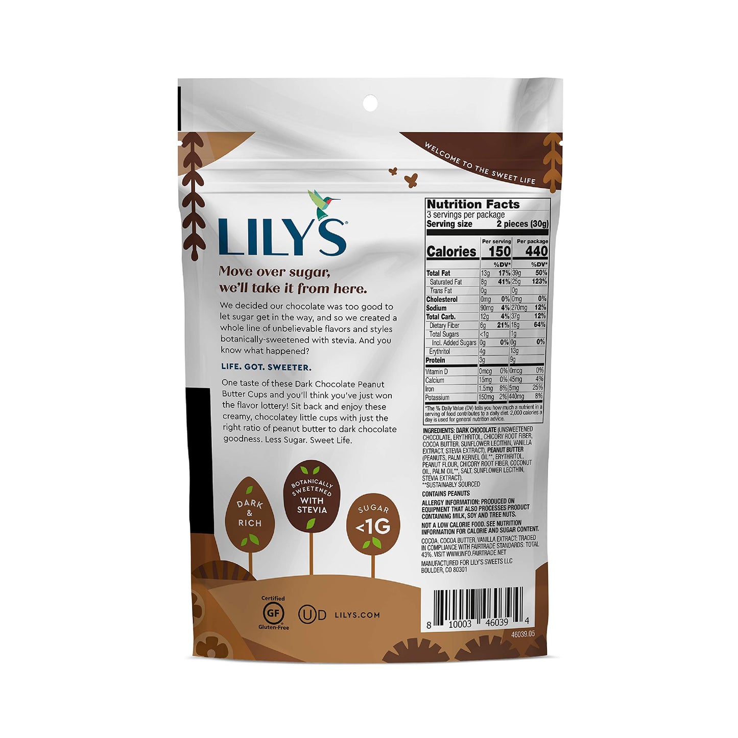 Dark Chocolate Peanut Butter Cups by Lily's Sweets | Made with Stevia, No Added Sugar, Low-Carb, Keto-Friendly Christmas Candy | Fair Trade, Gluten-Free & Non-GMO | 3 Pack, 3.2 Oz