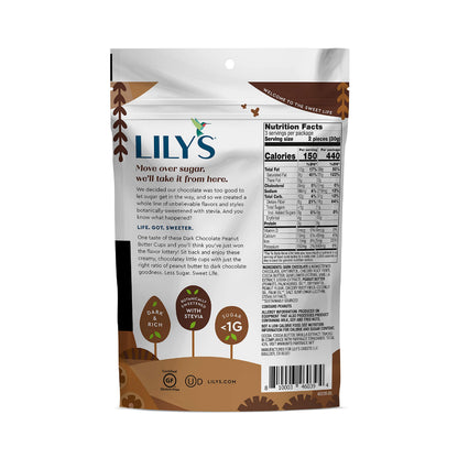 Dark Chocolate Peanut Butter Cups by Lily's Sweets | Made with Stevia, No Added Sugar, Low-Carb, Keto-Friendly Christmas Candy | Fair Trade, Gluten-Free & Non-GMO | 3 Pack, 3.2 Oz
