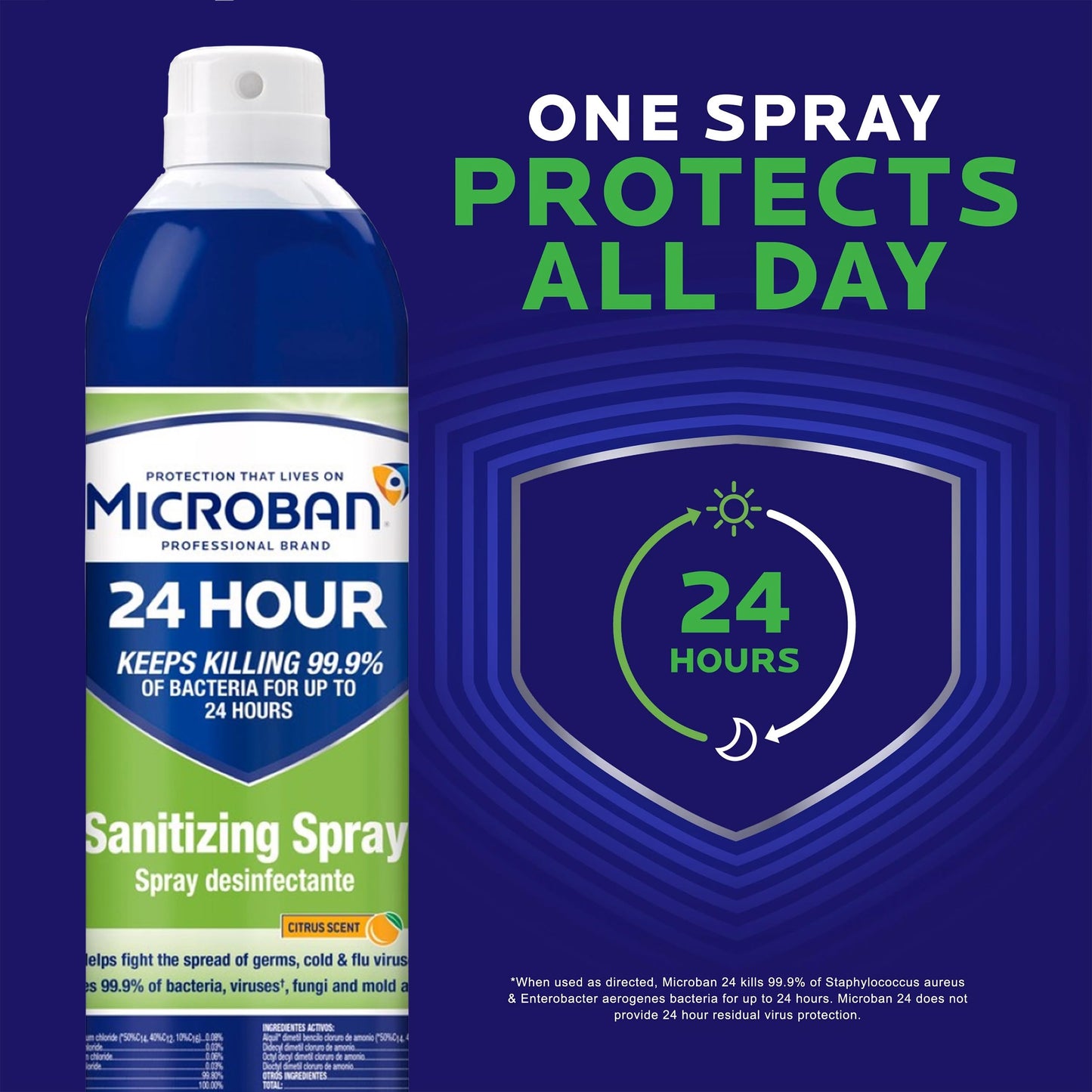 MICROBAN Disinfectant Sanitizing Spray, Citrus Scent, 15 Ounces Each (6 Pack)