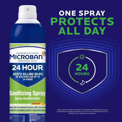 MICROBAN Disinfectant Sanitizing Spray, Citrus Scent, 15 Ounces Each (6 Pack)