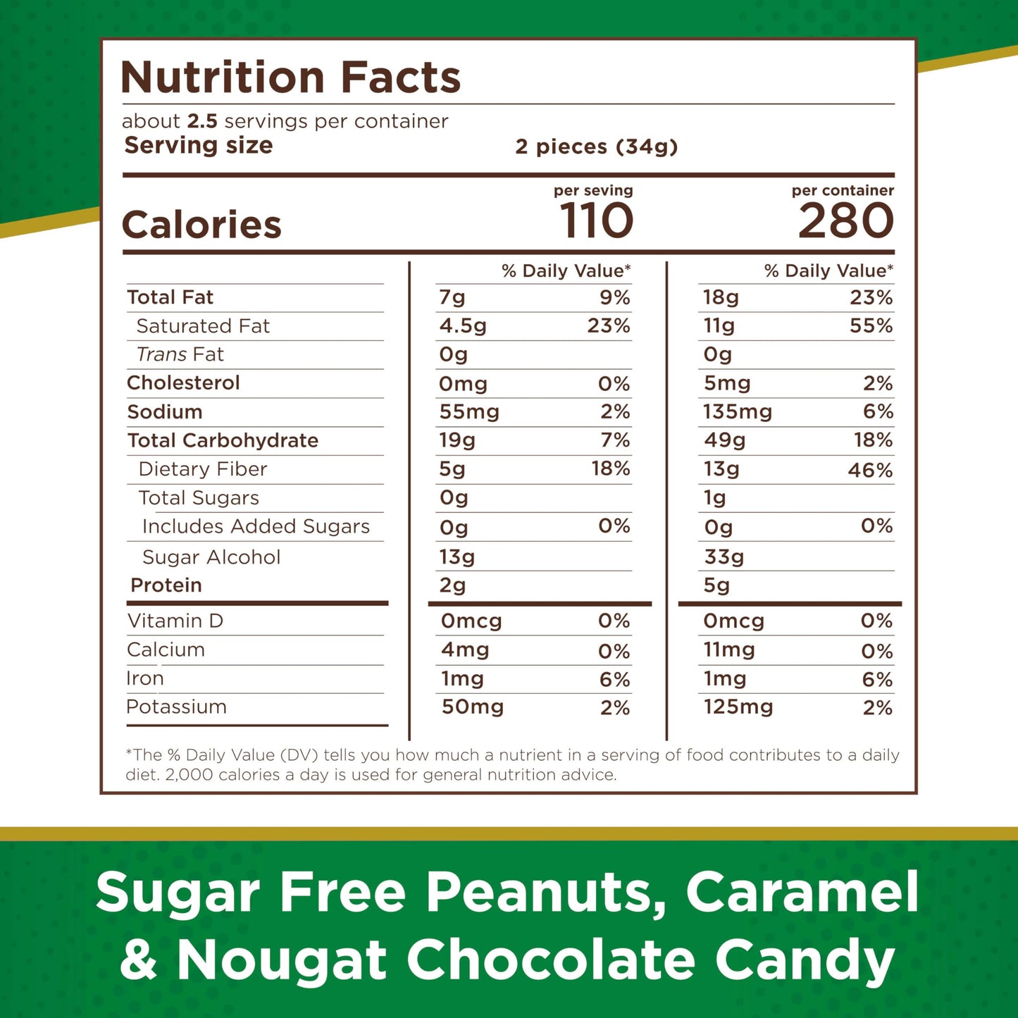 Russell Stover Sugar Free Milk Chocolate Peanut, Caramel & Nougat, 3 Ounce Bag - Pack of 10