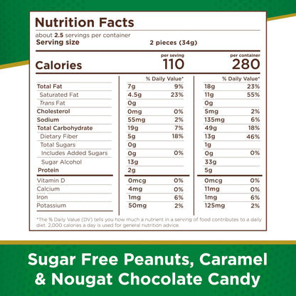 Russell Stover Sugar Free Milk Chocolate Peanut, Caramel & Nougat, 3 Ounce Bag - Pack of 10
