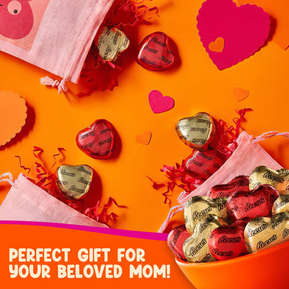 Reeces Peanut Butter Hearts Chocolate bulk - 5 Pounds Approx 200 Hearts Gold & Red Foil - Individually Wrapped Candy Snacks - Milk Chocolate Reeces Peanut Butter Hearts - Perfect Chocolate Gift - Snacks For Adults and Kids, Ideal For Chocolate Gift Basket