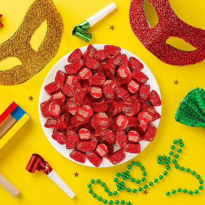 Christmas Bulk Milk Chocolate Peanut Butter Cups Miniatures 1 Pound - Individually Wrapped Chocolate Candy In Red Foil for Parties, Gift Bags, and Candy Buffets - Approx 55 Pieces