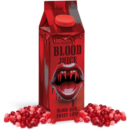 Blood Juice Halloween Jelly Beans Red Bottle Cartons Filled with Red Jelly Bean Candy - Spooky Prank Novelty Gift for Party, Haunted Houses, Vampire & Horror Favors