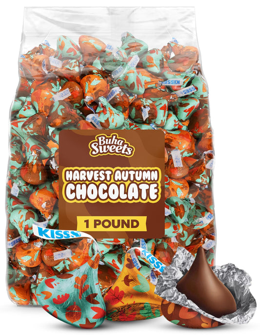 Thanksgiving Candy Foil Wrapped Milk Chocolates 1 lb - Fall Themed Milk Chocolate Candy - Perfect for Thanksgiving Candy Bowls, Party Favors & Harvest Seasonal Gifts - Approx 100 Pieces