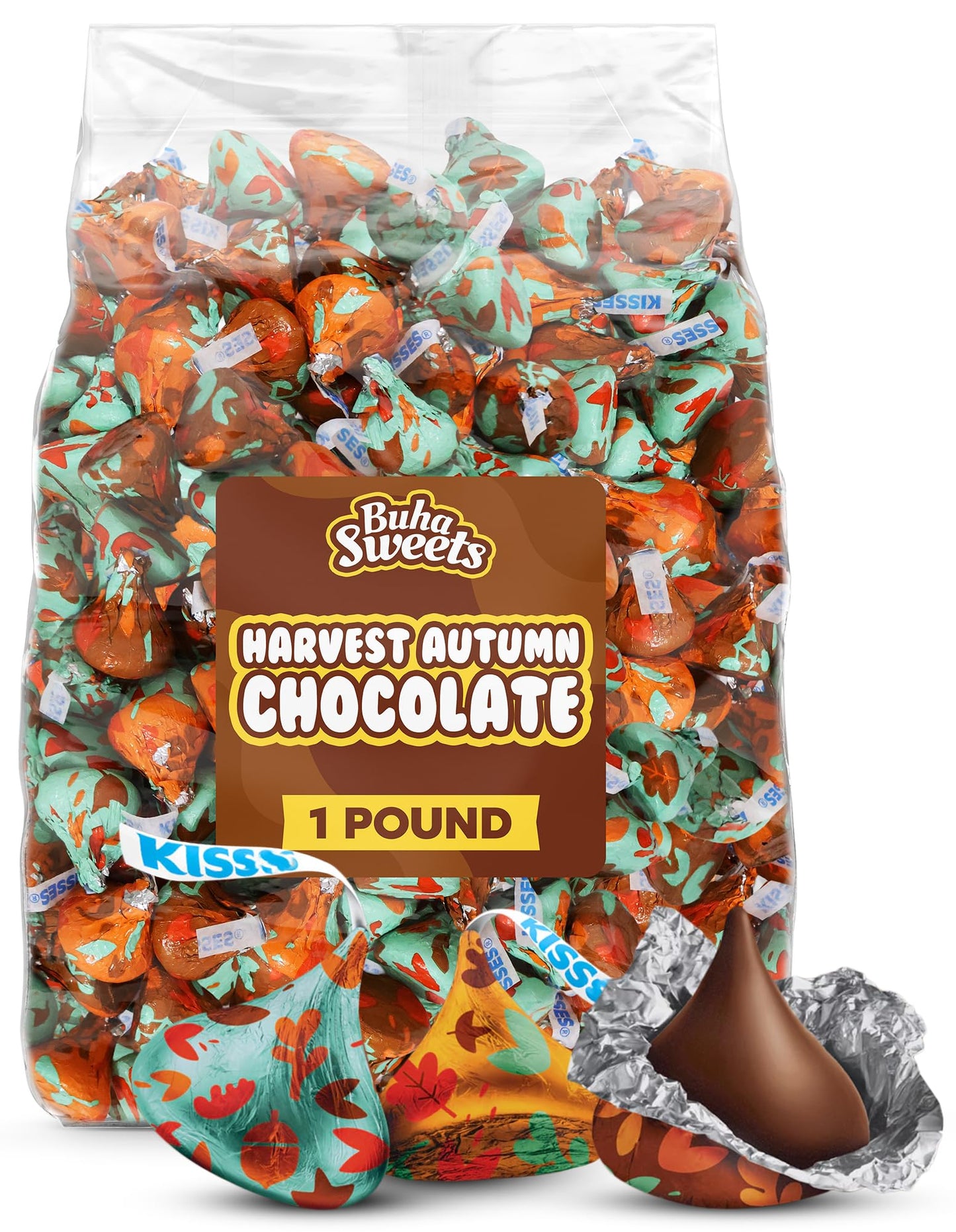 Thanksgiving Candy Foil Wrapped Milk Chocolates 1 lb - Fall Themed Milk Chocolate Candy - Perfect for Thanksgiving Candy Bowls, Party Favors & Harvest Seasonal Gifts - Approx 100 Pieces