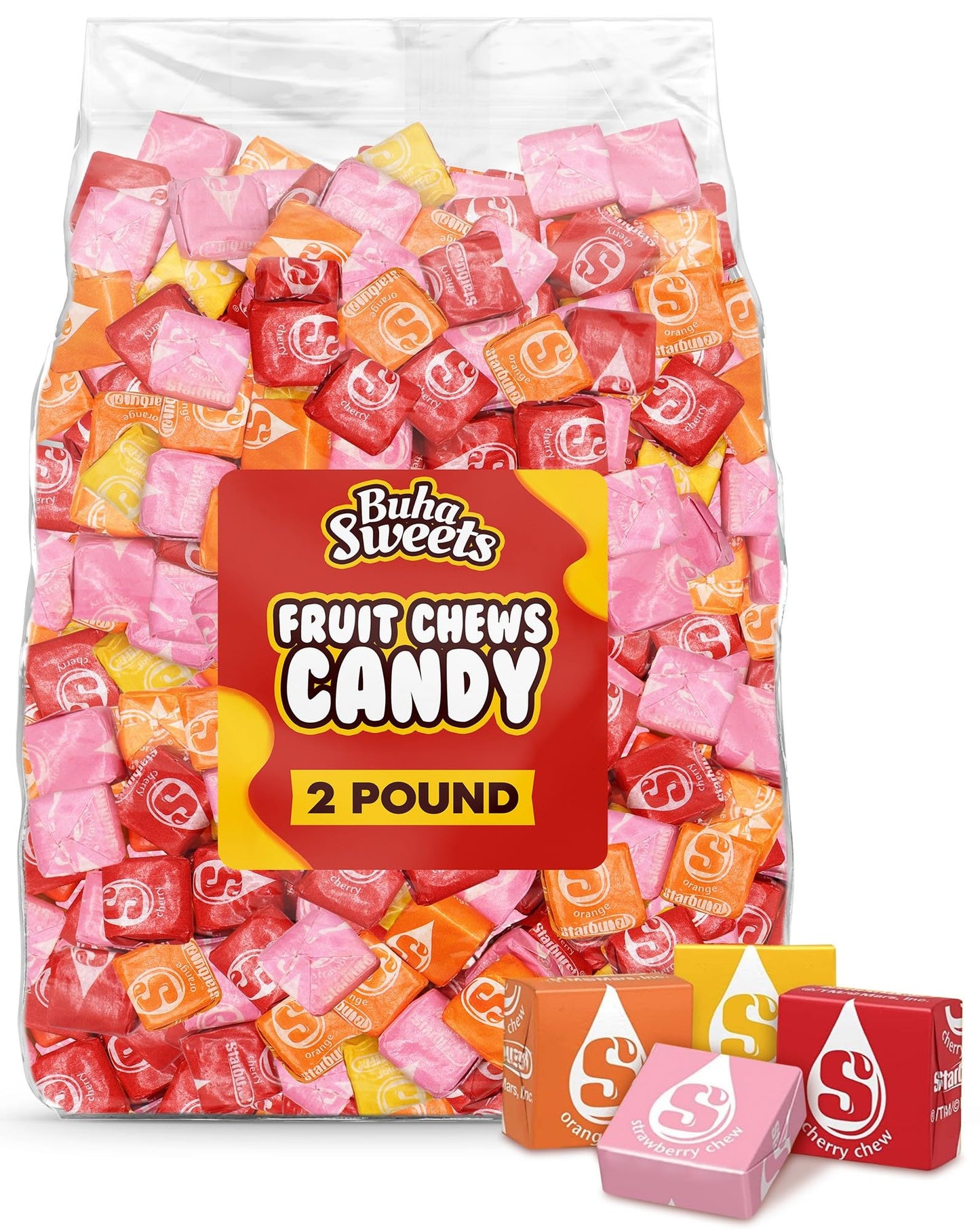 Bulk Taffy Candy 1 Pound Individually Wrapped Soft & Chewy Taffy Fruity Candy For Baby Shower, Birthday Party Favors & Pinatas & Treats