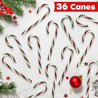 Bulk Chocolate Mint Candy Canes - 36 Count Individually Wrapped Holiday Candy Canes - Chocolate Mint Flavored Christmas Candy for Hot Cocoa, Gifts & Candy Bowls