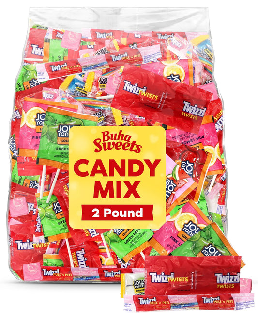 Bulk Assorted Candy Mix 2 Pound Bag - Individually Wrapped Fruity Candy Variety for Party Favors, Buffets, Piñatas, Office Snacks, and Graduations
