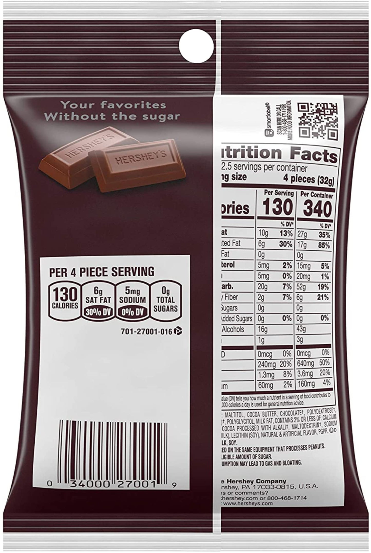 Hershey's Sugar Free Variety Pack, 3-Count, 3-Ounce Bags