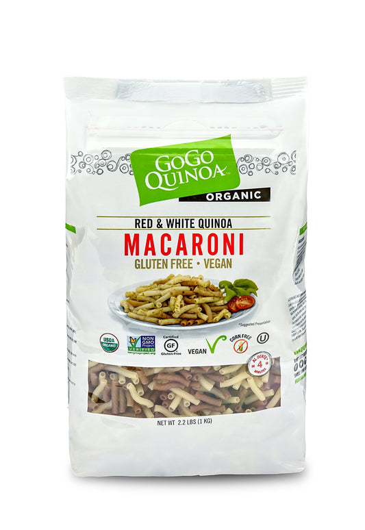 GoGo Quinoa Organic Premium Quality Vegan Red and White Macaroni Pasta, Non-GMO Project Verified & Kosher Certified 2.2 Lbs