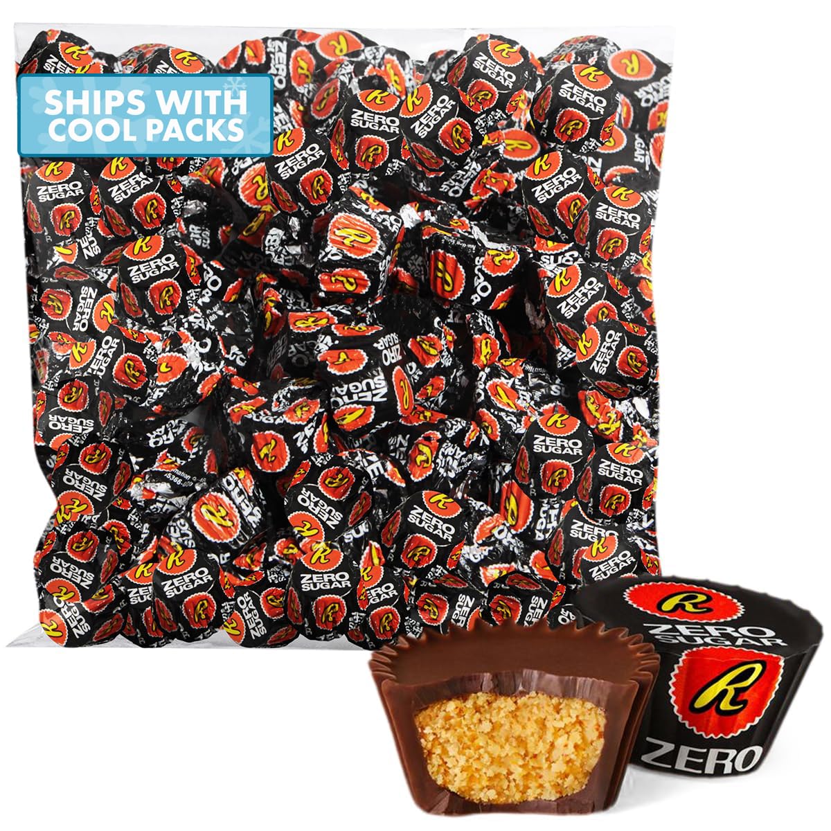 Zero Sugar Miniatures Dark Chocolate, 2 Pound Zero Sugar Peanut Butter Cups Delights, Indulgent Dark Chocolate Peanut Butter Cups For Enjoyment, Perfect For Snacking, Parties, and Gifts