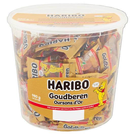 Haribo Gold Bears / Goldbären, 100 Mini Bags, 980g Tub