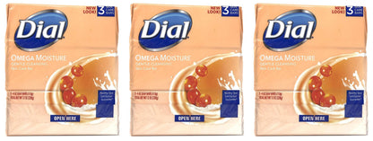 Dial Skin Care Bar Soap, Omega Moisture - 3 pack, 4 oz bars (Pack of 3)