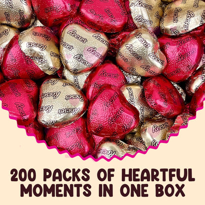 Reeces Peanut Butter Hearts Chocolate bulk - 5 Pounds Approx 200 Hearts Gold & Red Foil - Individually Wrapped Candy Snacks - Milk Chocolate Reeces Peanut Butter Hearts - Perfect Chocolate Gift - Snacks For Adults and Kids, Ideal For Chocolate Gift Basket