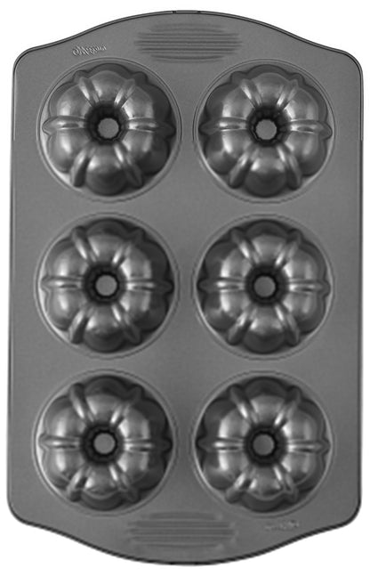 Wilton Excelle Elite Non-Stick 6-Cavity Mini Fluted Tube Baking Pan for Muffins and Cupcakes, Steel