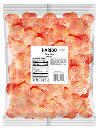 Haribo Gummi Candy, Peaches, 5-Pound Bag
