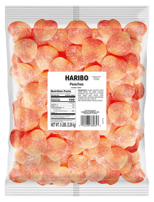 Haribo Gummi Candy, Peaches, 5-Pound Bag