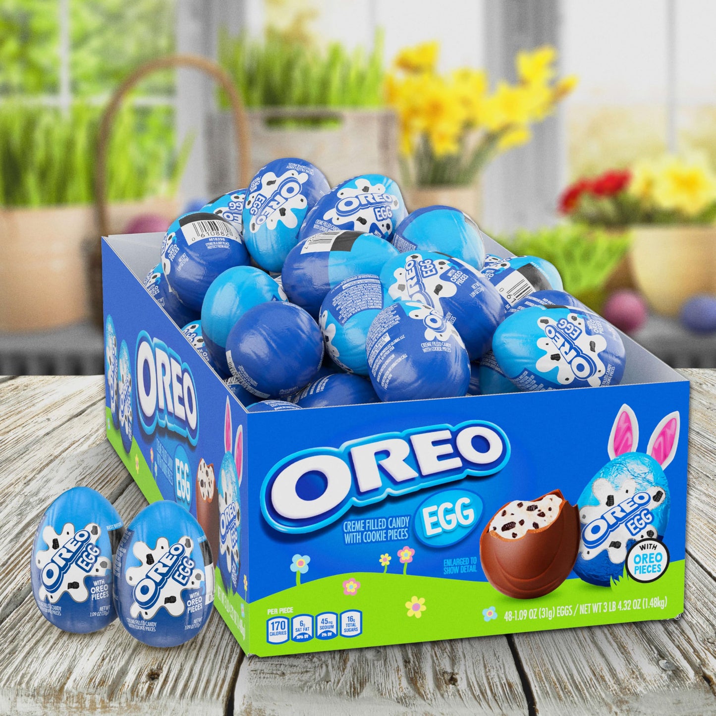 OREO Creme Filled Chocolate Candy Easter Egg, Bulk Easter Candy, 48 - 1.09 oz Eggs
