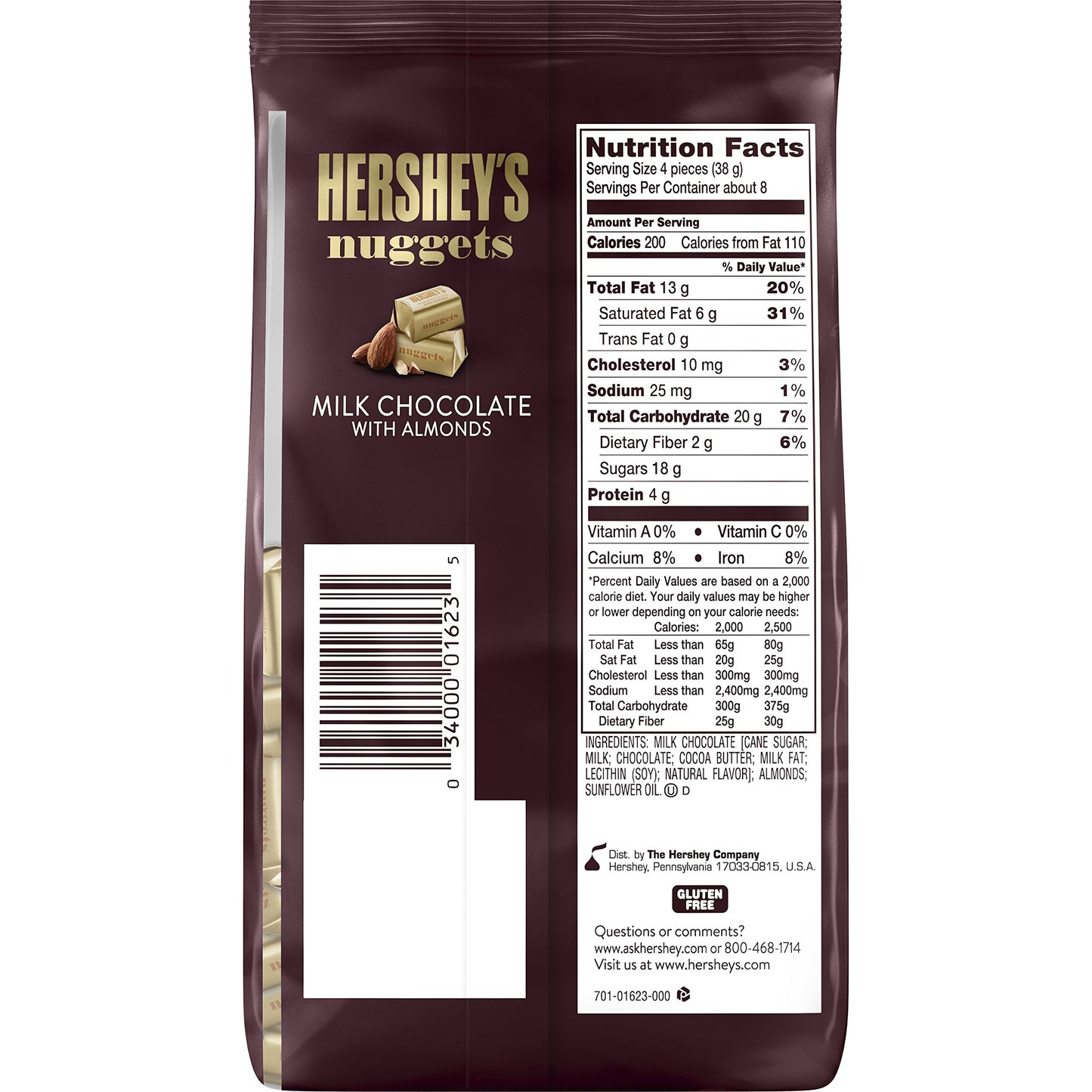 HERSHEY'S Nuggets Chocolate Candy with Almonds, 10.56 Ounce