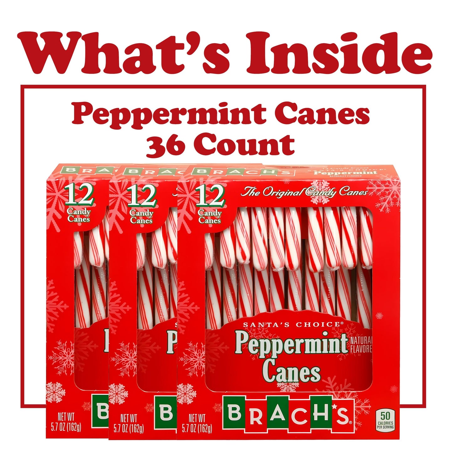 Brach's 12 Peppermint Candy Canes, 12 Count (Pack of 3)