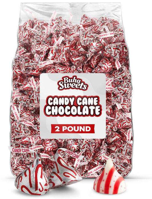 Candy Cane Milk Chocolate Candies - Individually Wrapped Peppermint Flavored Chocolates for Holiday Parties, Stocking Stuffers, Gifts & Buffets