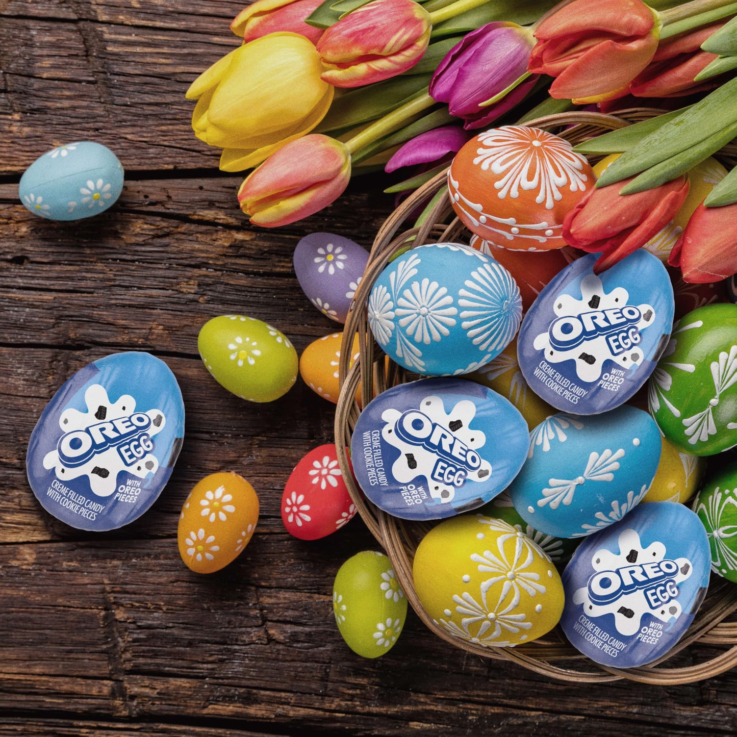 OREO Creme Filled Chocolate Candy Easter Egg, Bulk Easter Candy, 48 - 1.09 oz Eggs