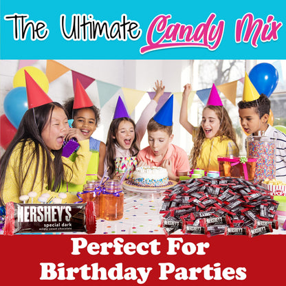 Hershey's Special Dark Mini Chocolate Bars, 2 LB Bulk, Mildly Sweet Chocolate Candy Snack Size Bars, Individually Wrapped Dark Chocolate Candy Bars, for Parties, Office Bowl