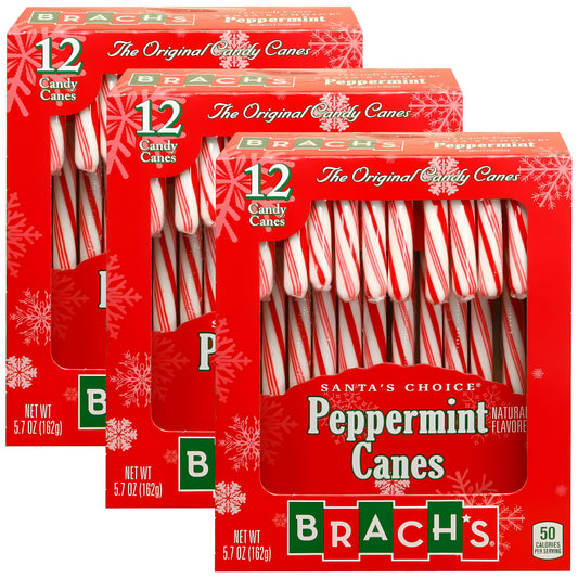 Brach's 12 Peppermint Candy Canes, 12 Count (Pack of 3)
