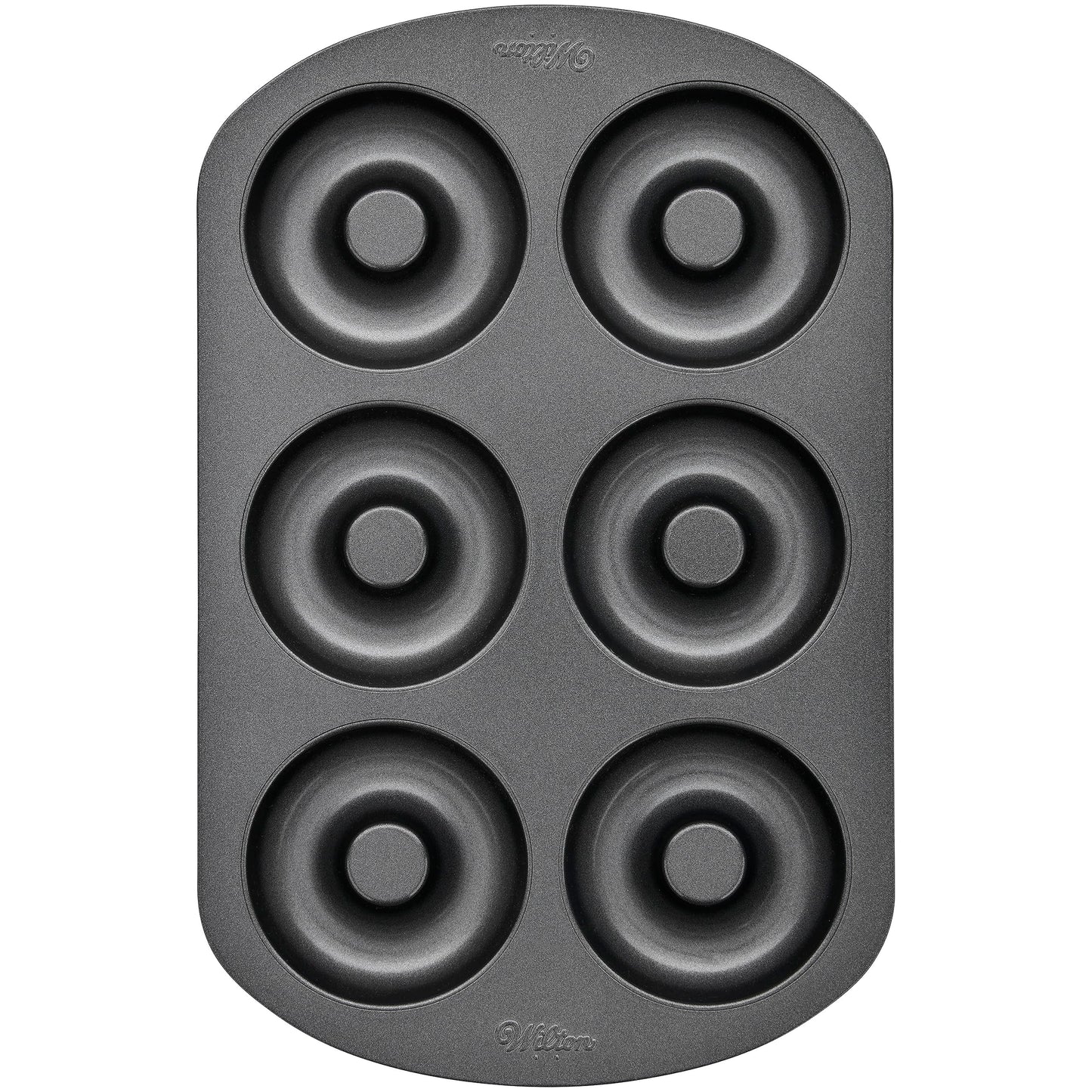 Wilton 6-Cavity Doughnut Baking Pan, Makes Individual Full-Sized 3 3/4" Donuts or Baked Treats, Non-Stick and Dishwasher Safe, Enjoy or Give as Gift, Metal (1 Pan)