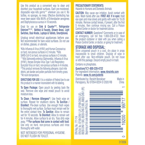 Lysol Disinfecting Wipes, On the Go Travel Size, Lemon Scent, 15ct each, 48 Pack