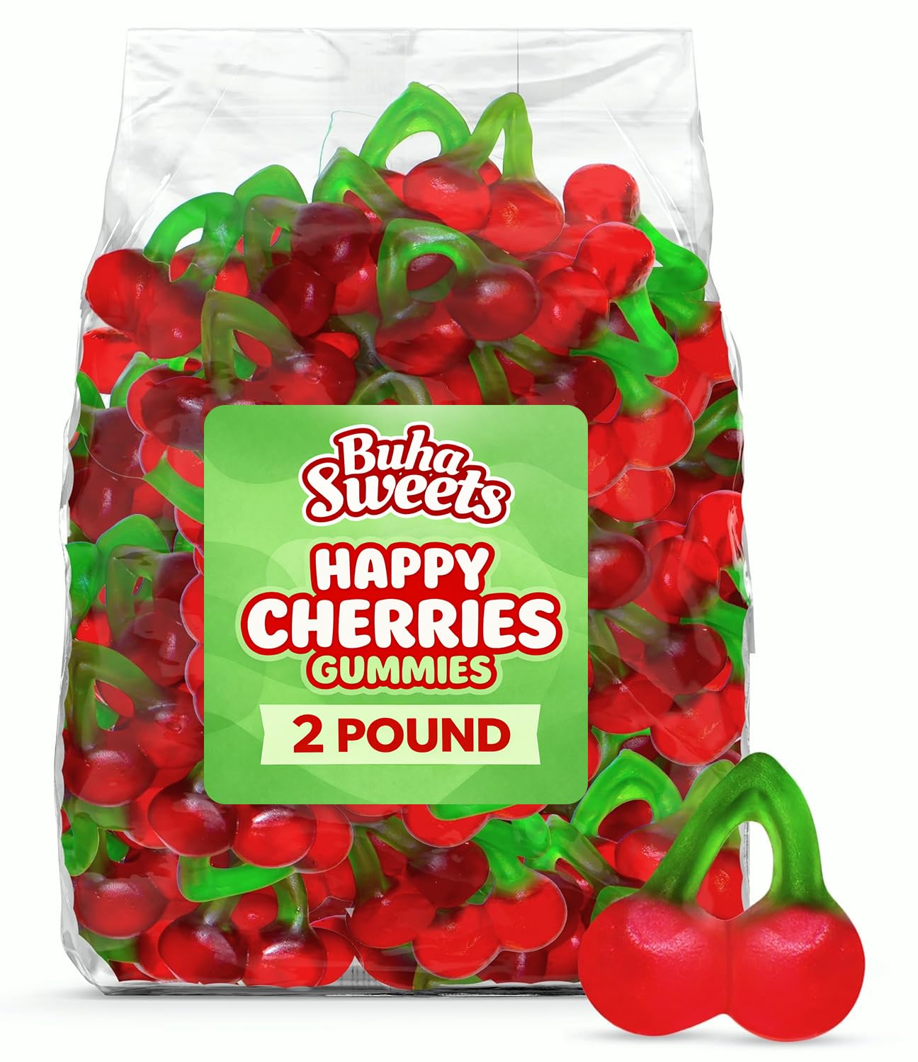 Happy Cherries Gummy Candy 2 Pound - Chewy Cherry Flavored Gummi Candy for Candy Buffets, Party Treats & Snacks