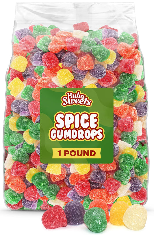 Assorted Spice Gumdrops Candy 1 Pound Bulk Bag - Classic Drops Candy with Sugar Coating, Chewy Old-Fashioned Spice Flavors, Colorful Candy for Parties, Baking & Candy Bowls