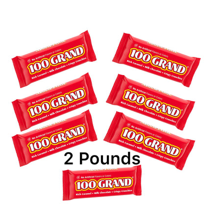 100 Grand Milk Chocolate Candy Bars, Fun Size Bulk Individually Wrapped, Perfect Easter Egg Basket Stuffers Candy, Valentines Day and More 2 Pound