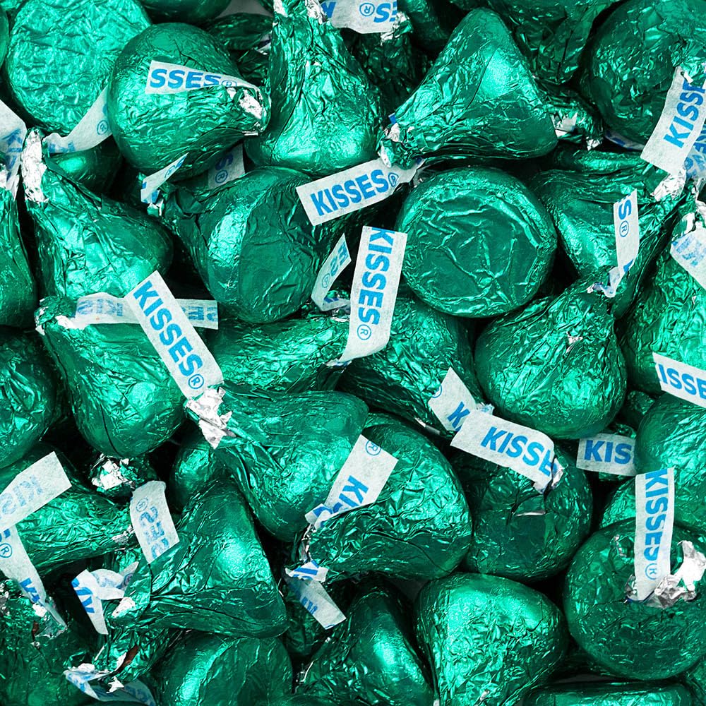 180 Pcs Green Candy Kisses Milk Chocolate (1.8 lbs)